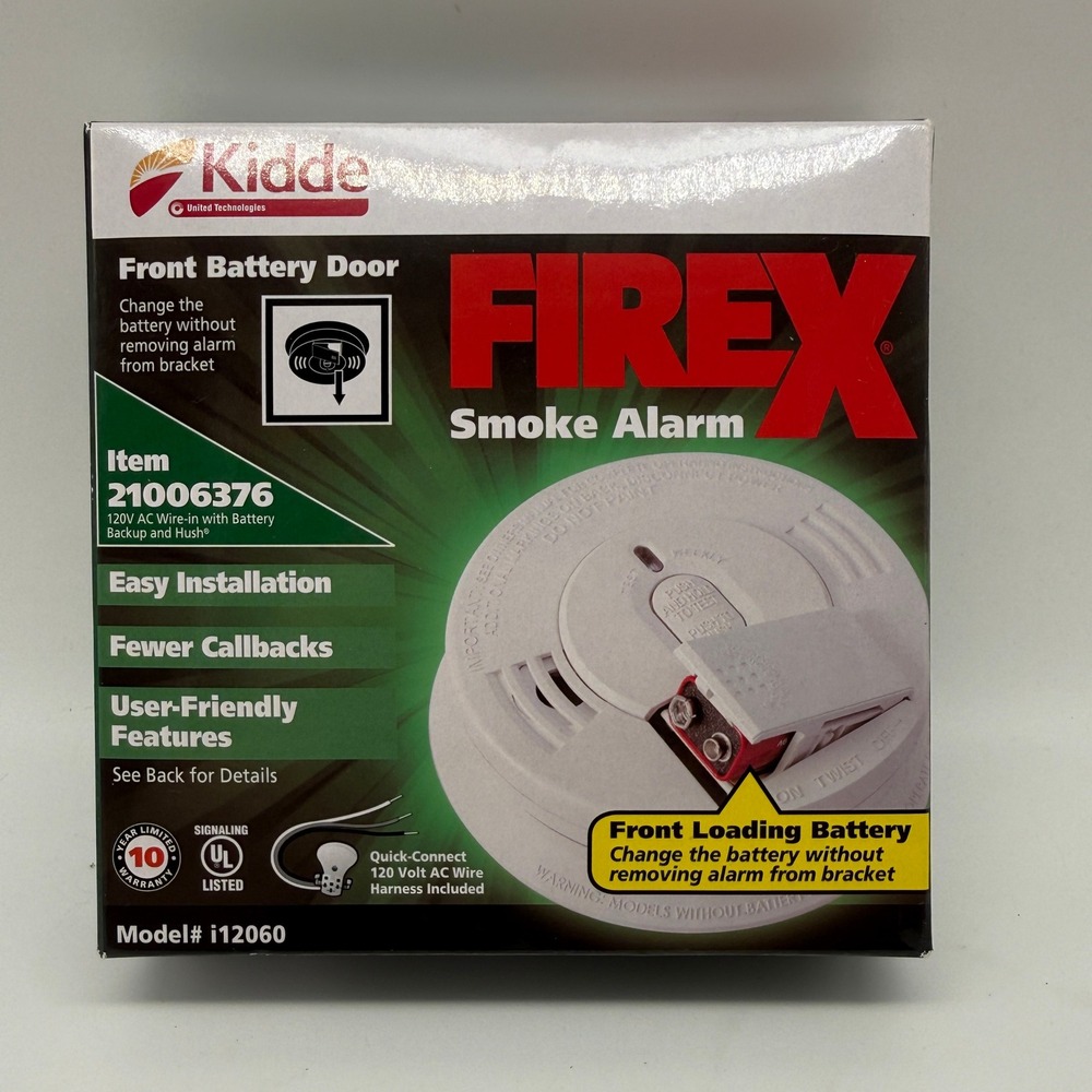 Kidde Firex Smoke Alarm i12060 120V AC Hardwired Battery Backup 21006376